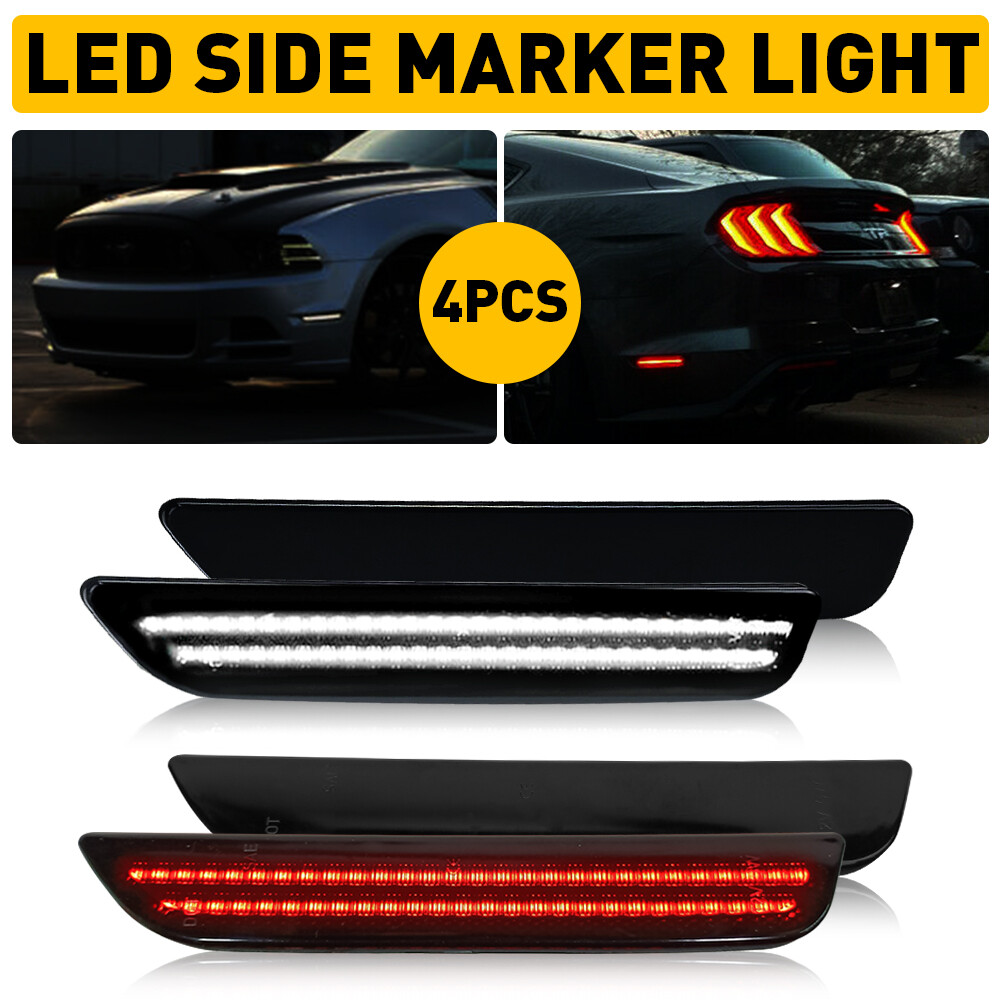 Smoked LED Side Marker Light Trim for 2010-2014 Ford Mustang