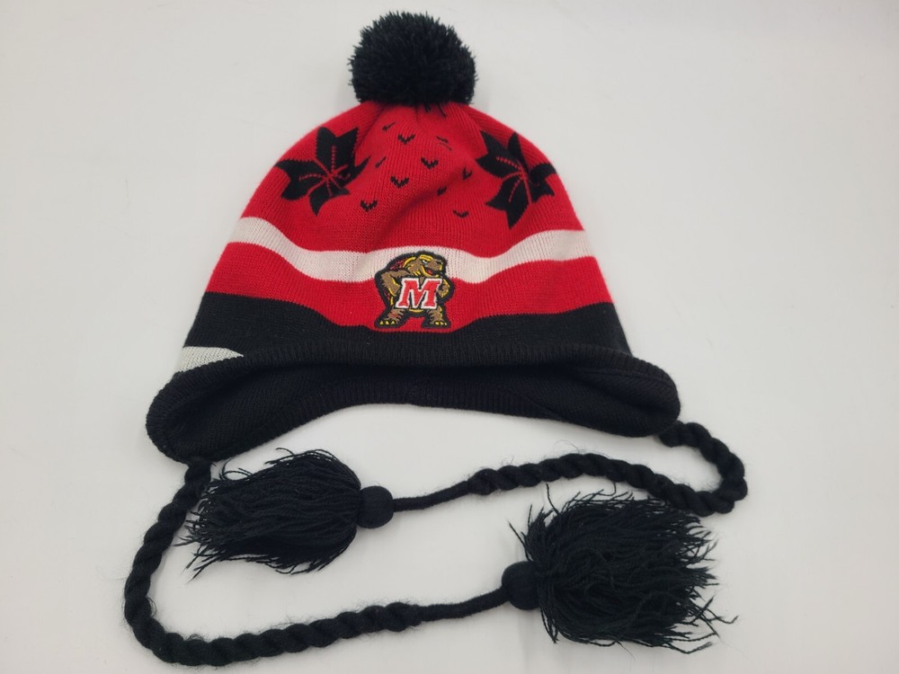 Maryland Terrapins Terps Ear Flaps Tassels Beanie Winter Knit Hat Stocking Cap
