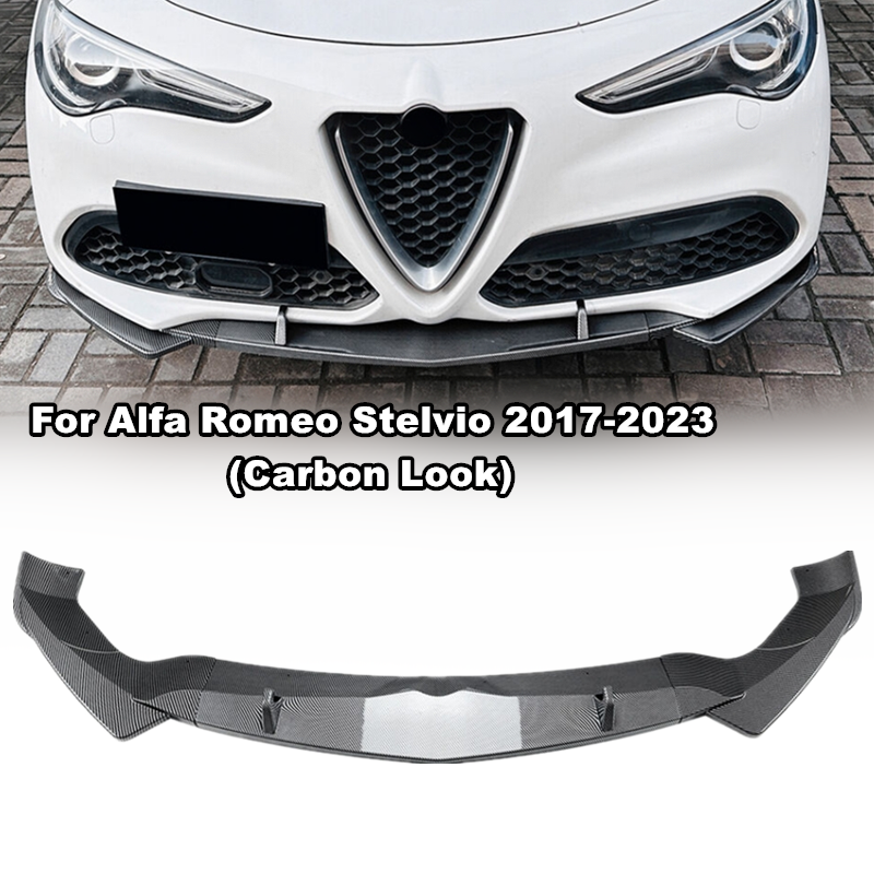 Carbon Look Front Spoiler Lip Splitter Kit For Alfa Romeo Stelvio 17-2023 2022