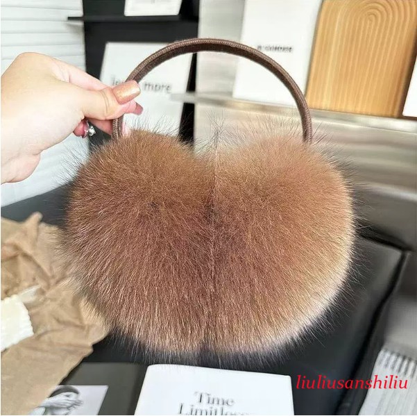 Women's Warm Extra Large Real Fox Fur Earmuffs Earlap Ear Muff Leather Bracket