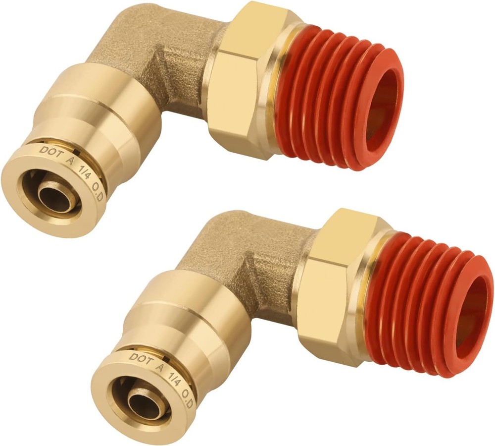 1/4 Inch Brass DOT Push to Connect 90 Degree Swivel Elbow Fitting