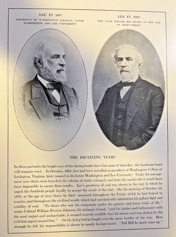 1912 Vintage Illustration General Robert E Lee in 1867 & 1869