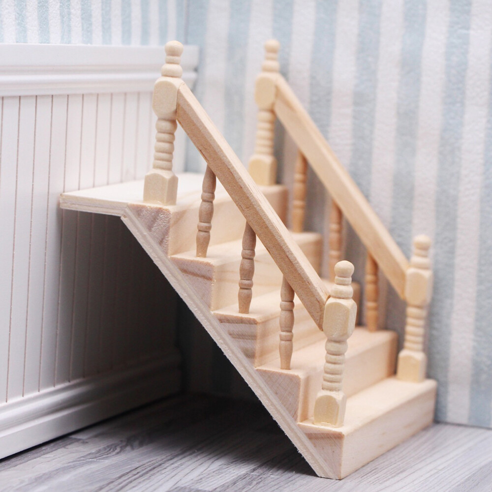 2 Pcs Miniature Dollhouse Stairs Steps for DIY Dollhouse Accessories