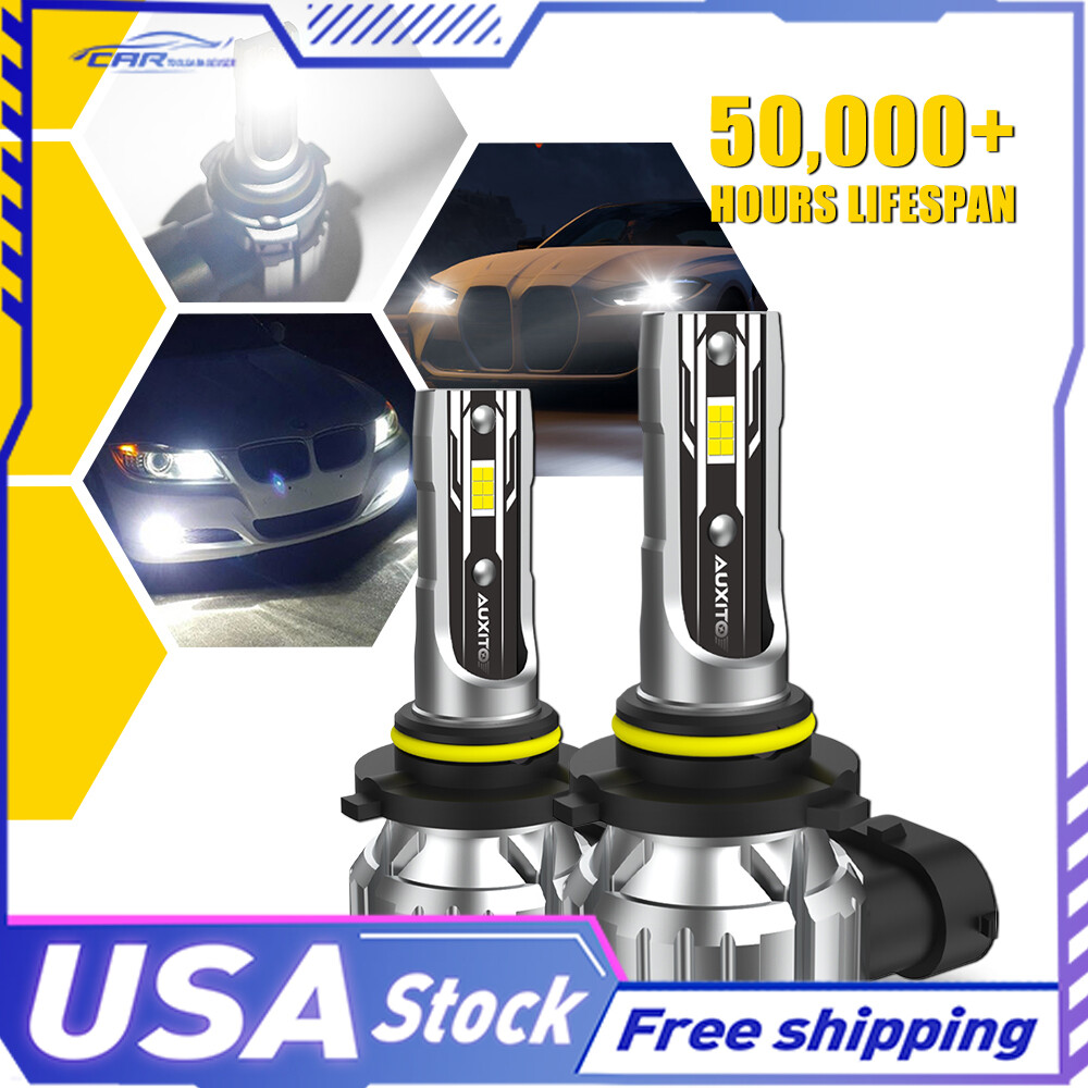 9005/HB3 LED Auxito Headlight Combo High Low Beam Bulbs Kit Bright Super Lamps