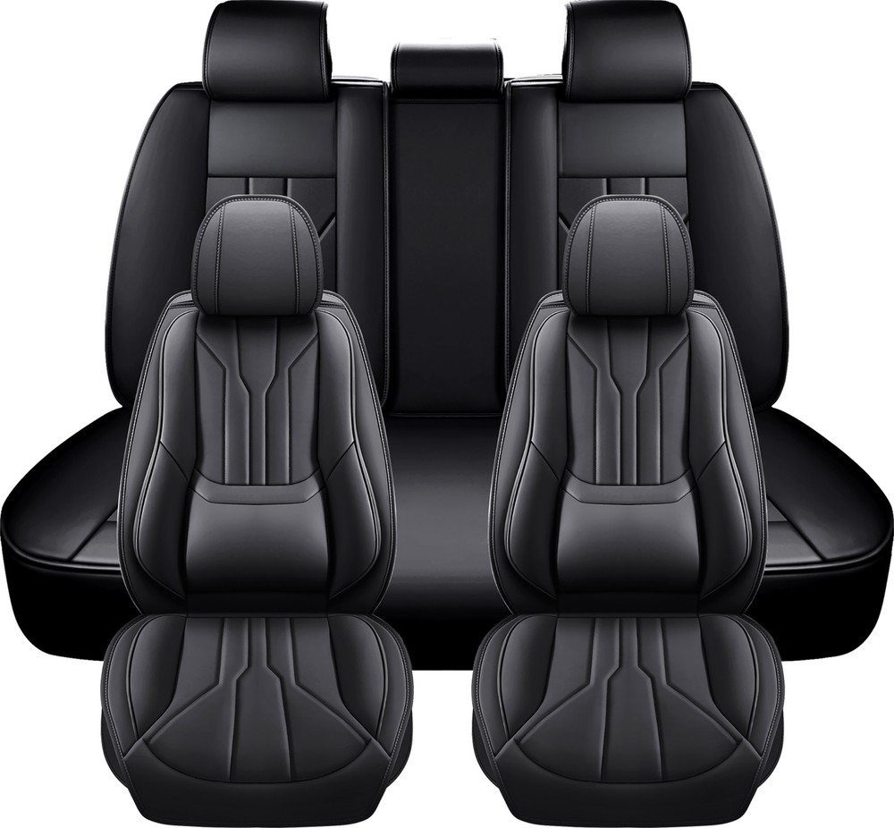 Universal Full Set 5-Seat Leather Car Seat Covers Front & Rear Protector Cushion