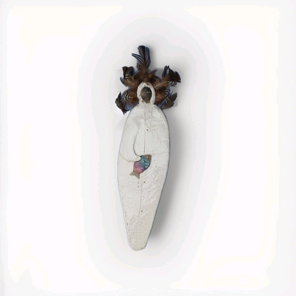 Vintage Eskimo Indian Folk Art Handcrafted WALL HANGING OOAK 4x12