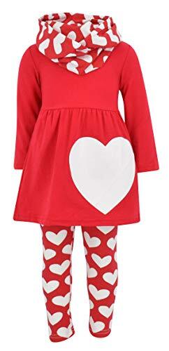 Girls' Clothing Sets Matching 3 Piece Outfit with Tunic Leggings and 4T Red