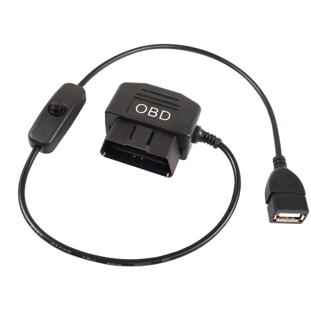 OBD to USB Power Cable Adapter 16Pin OBD2 Male to 5V 2A USB Female Connector ...