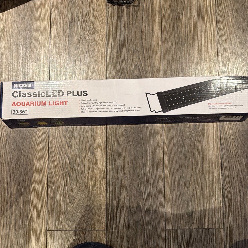 NICREW C10 24/7 LED Aquarium Light, 30-36 Inches, new but open box.