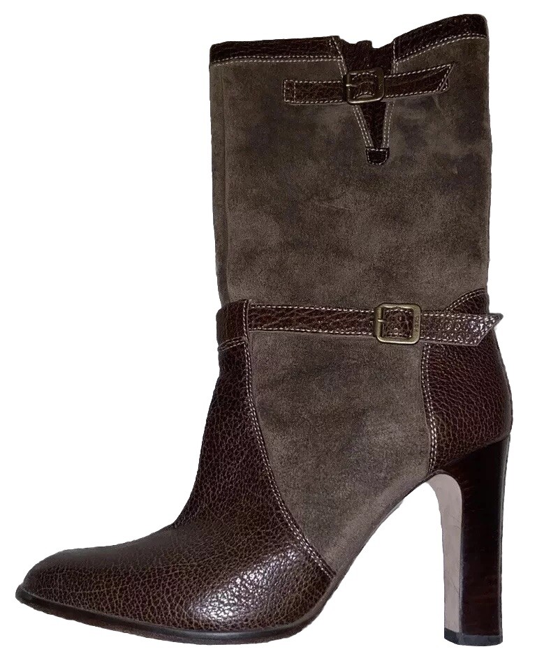 Michael Kors Boot Women 8 Old Money Brown Leather Textured Y2K Classic
