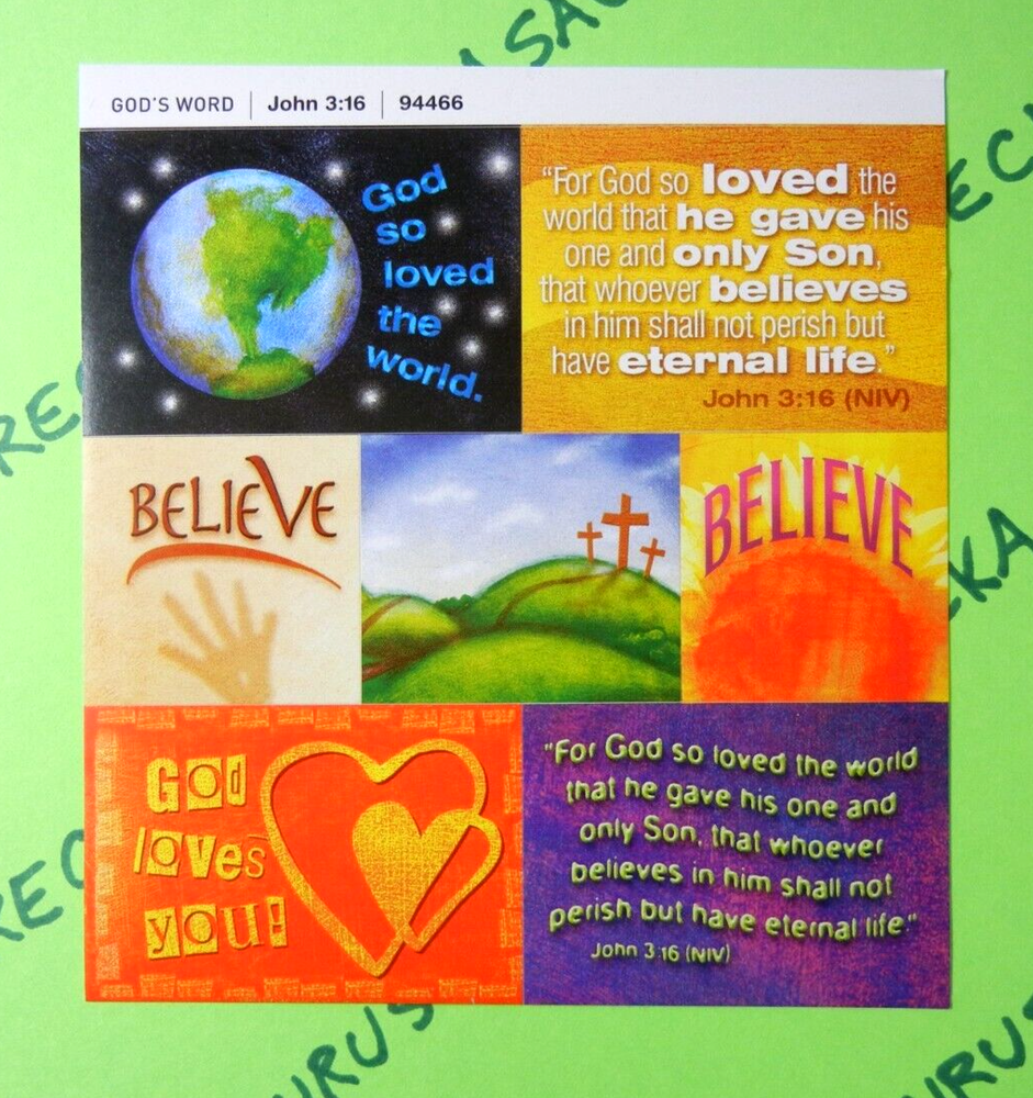 John 3:16 God's Word Tyndale Christian Small Sticker Sheet
