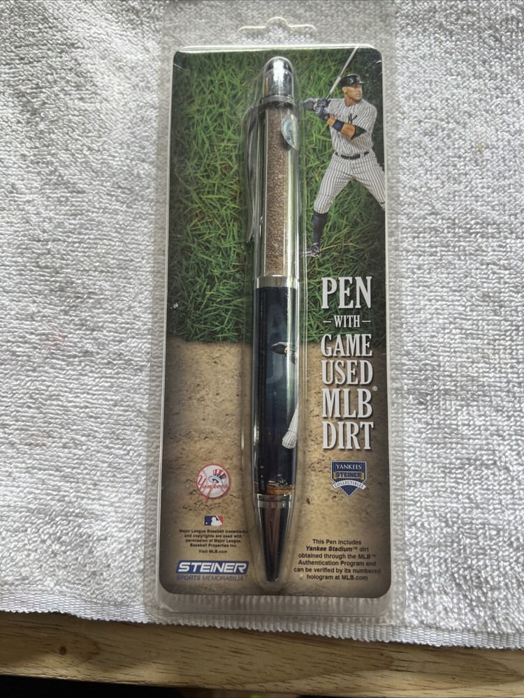 New York Yankees Game Used Dirt Pinstripe Pen Derek Jeter Steiner Sports NYY.
