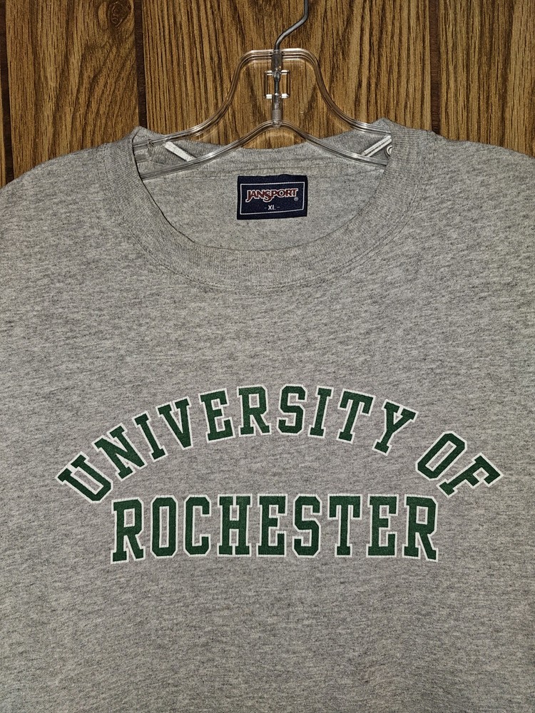 Vintage University Of Rochester Xl Mens Gray Graphic Logo Tshirt NCAA
