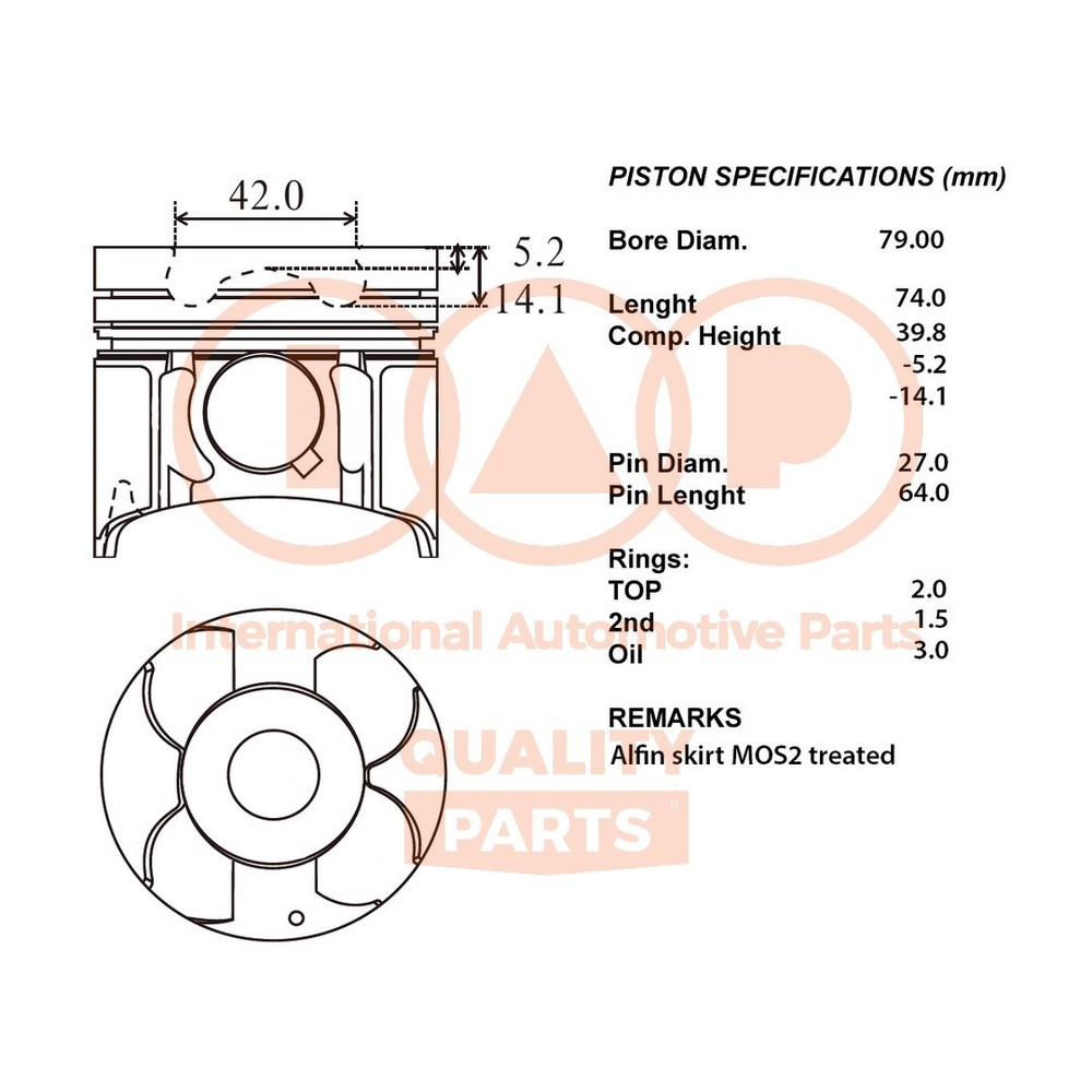 IAP QUALITY PARTS Complete Piston Series 100-09048 for Opel-Standard