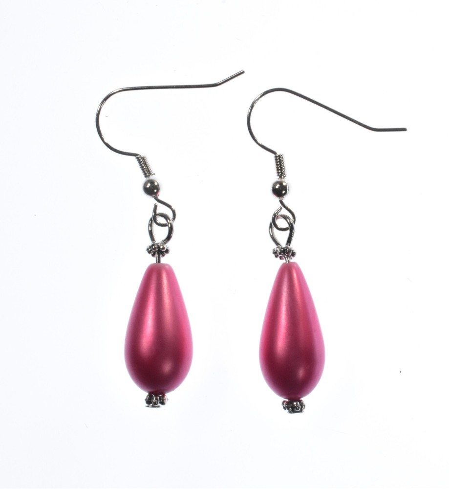 Light Pink Teardrop Earrings on Silver Earwire Clearance Sale-image