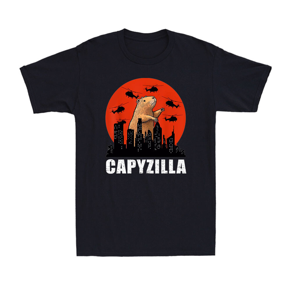 Capybara Rodent Capyzilla Shirt Funny Capybara Graphic Sunset Men's T-Shirt