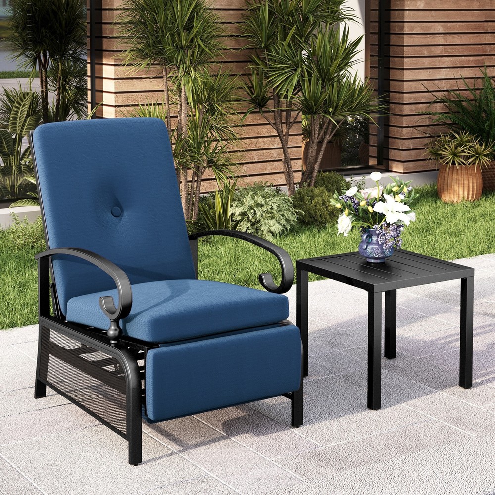 2-Piece Metal Outdoor Bistro Set with Adjustable Patio Seating for Relaxing