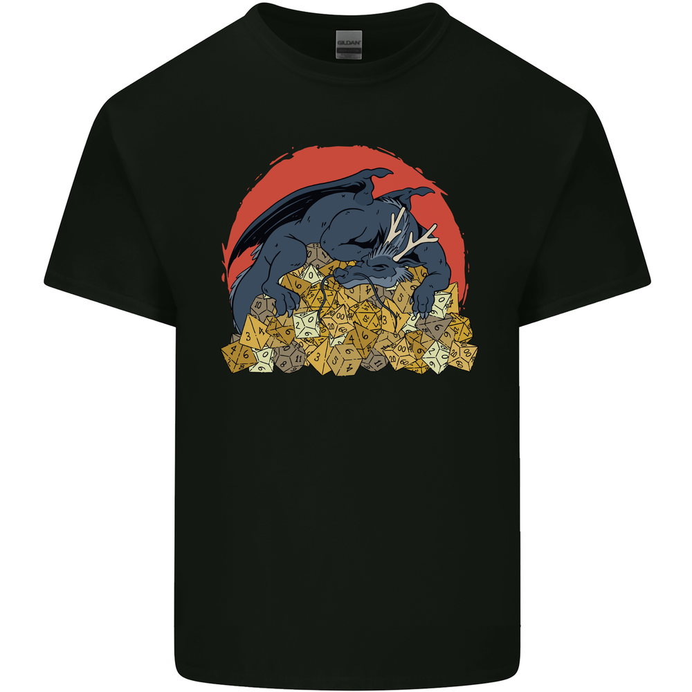 RPG Sleeping Dragon Roleplay Games Dice Mens Cotton T-Shirt Tee Top