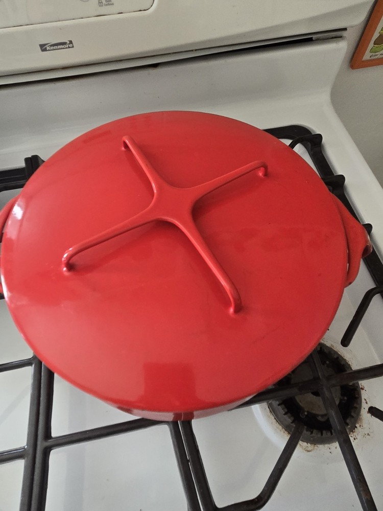 VTG Dansk Kobenstyle Red Enamel 5 Qt Dutch Oven Casserole Pot Trivet Lid France