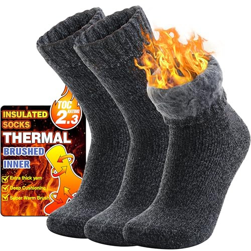 Warm Thermal Ski Socks for Women & Men – Thick Winter Black Socks 3-Pack
