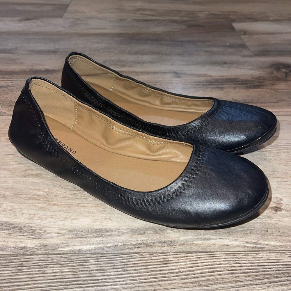 Lucky Brand Women's Emmie Ballet Flat size 9 M Black Leather Slip On Casual