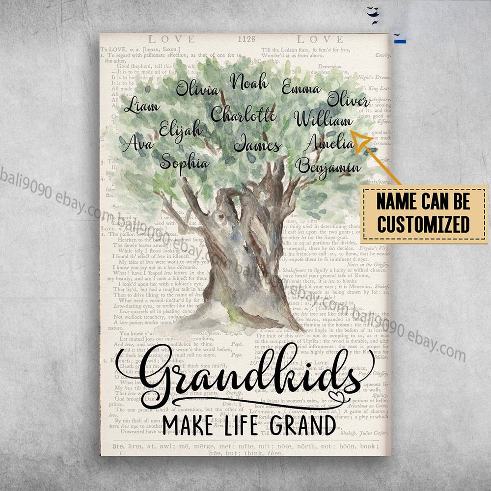Family Tree, Grandkids, Make Life Grand Customized Personalized NAME