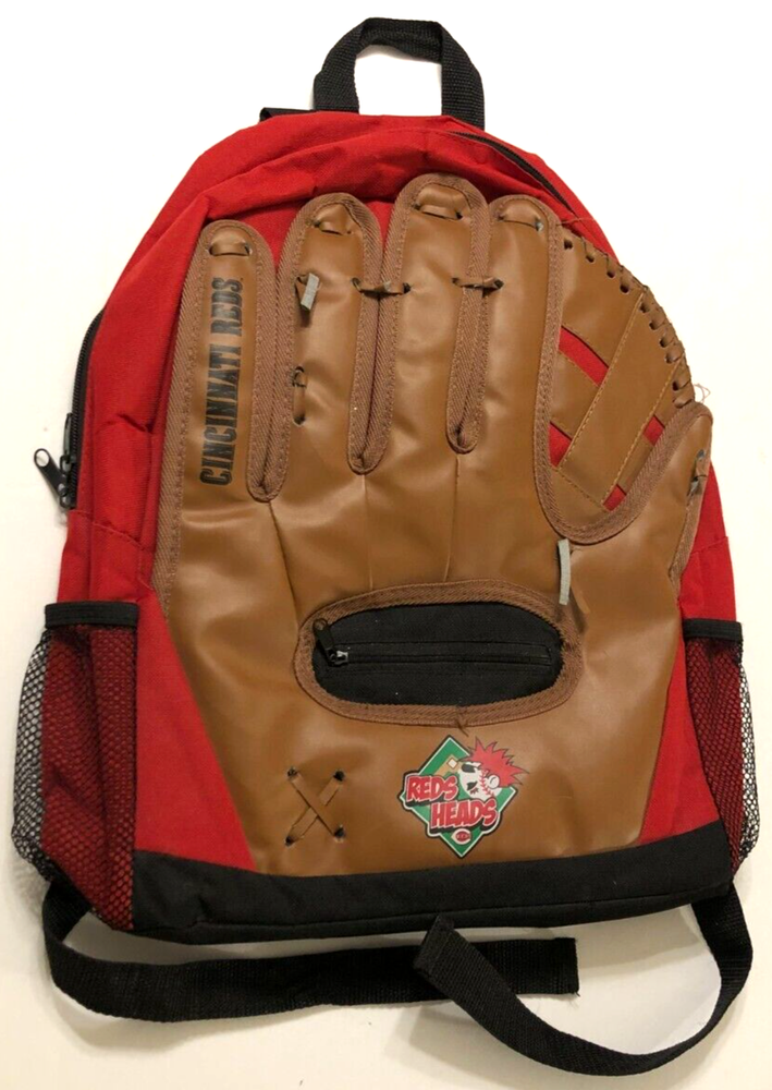 Cincinnati Reds Heads Baseball Mitt Glove Kids School Backpack MLB Red Promo