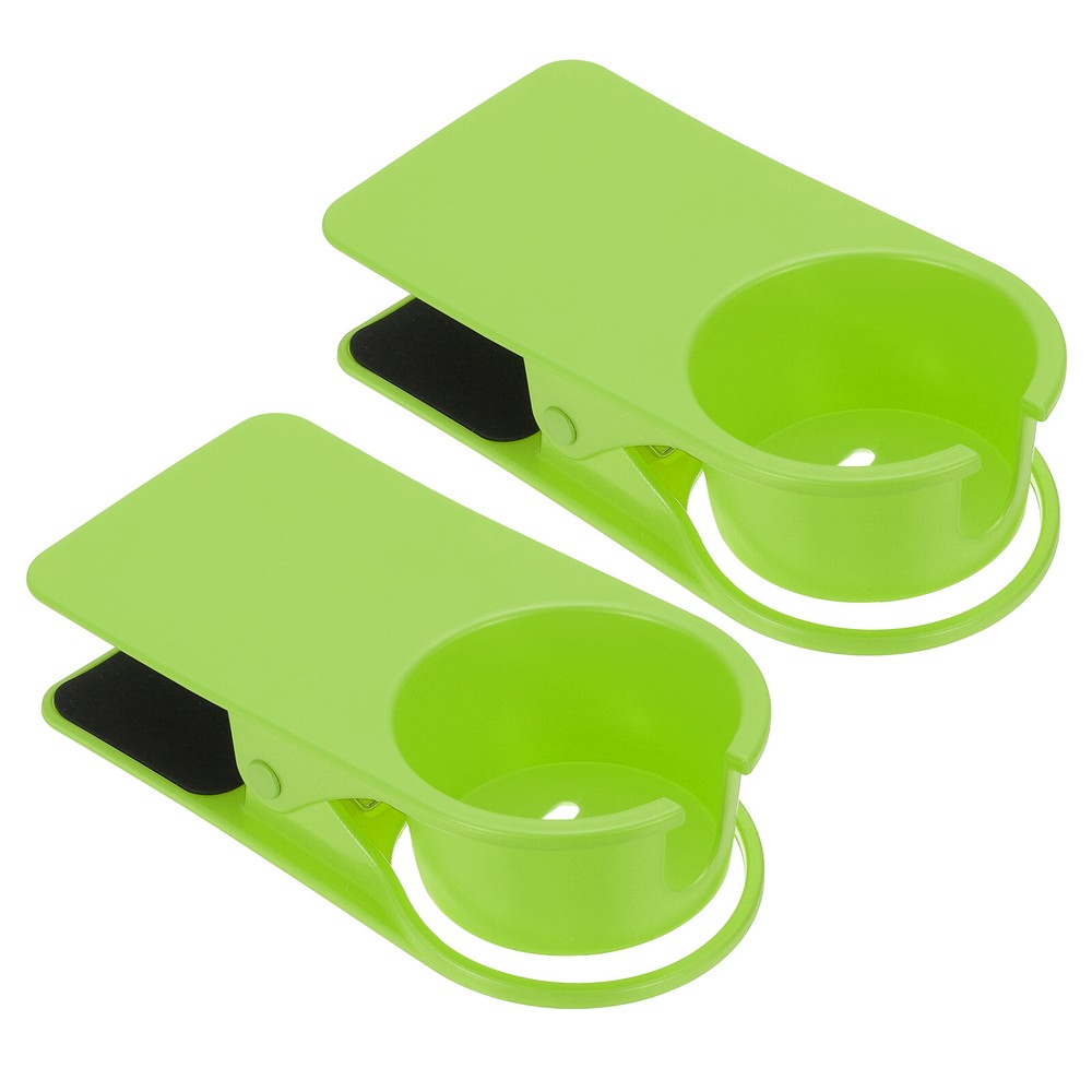 Clamp on Table Bottle Clip Holder with Side Open for Desk Chairs, Green, 2 Pcs