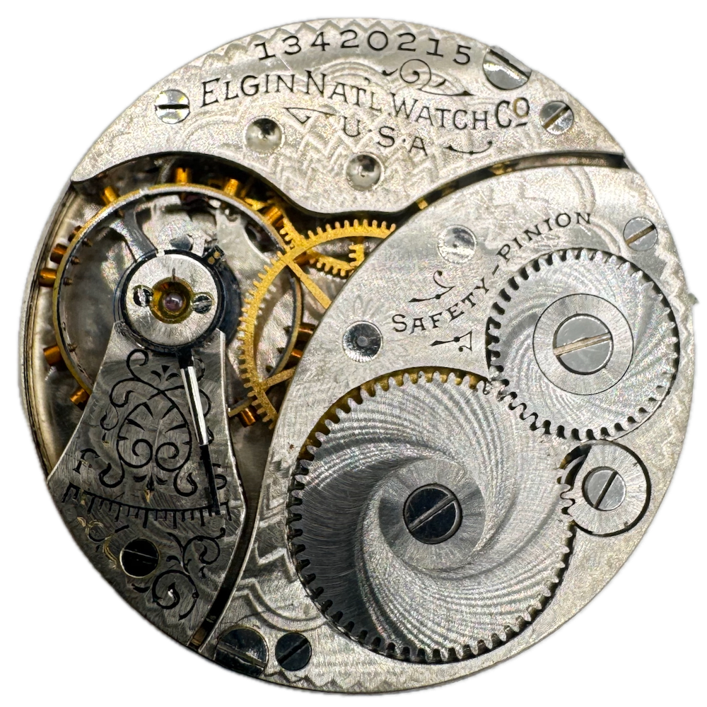 Antique 1908 Elgin 7 Jewel Hunter Pocket Watch Movement 320 USA Mechanical