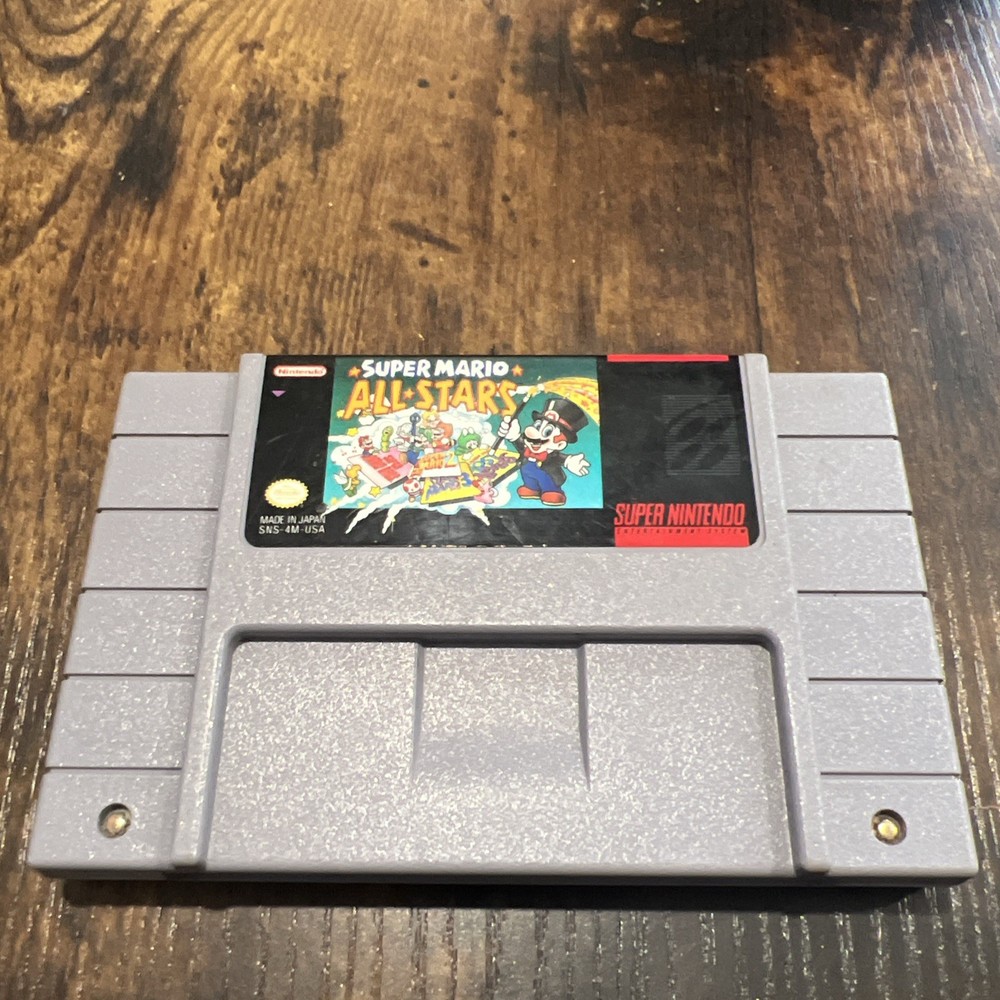 Snes Super Nintendo Super Mario All-Stars Hand Polished Contacts Tested