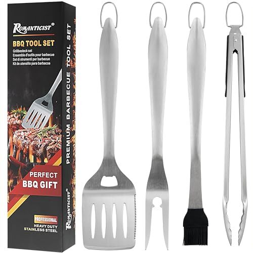 4pc Heavy Duty Grill Accessories for Top Chef - Professional Grill silvery