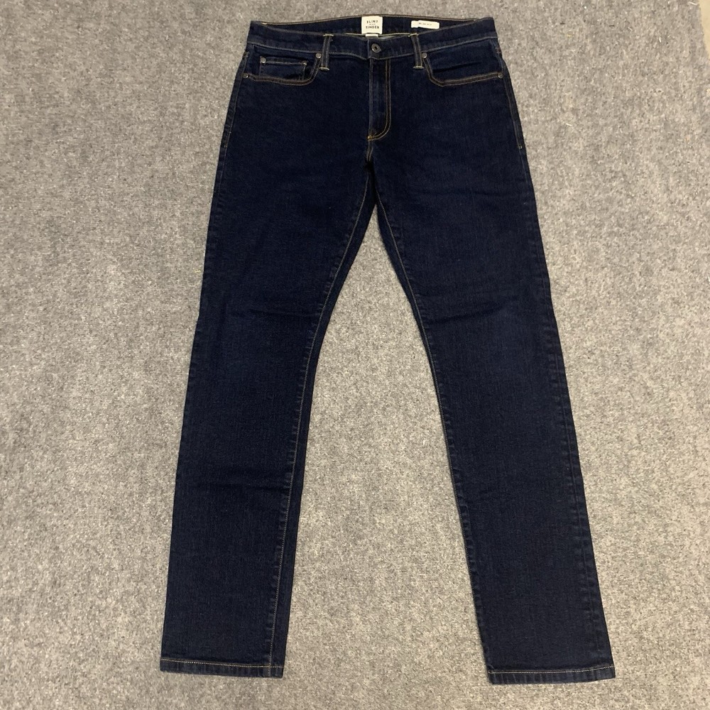 Flint and Tinder Jeans Mens 33x32 Blue Denim Stretch Straight Slim Fit Preppy