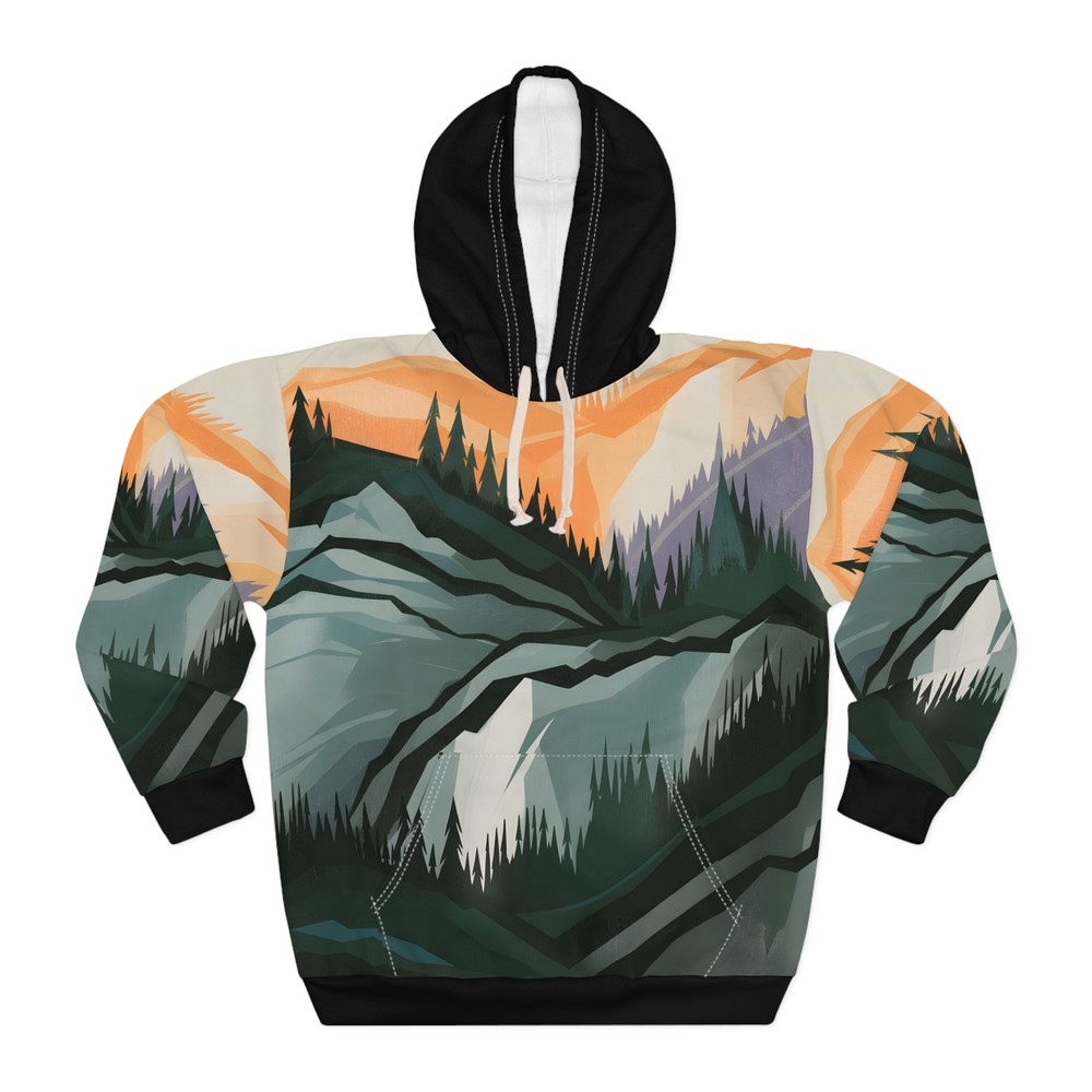 Muted Mountain Hoodie All-Over Print Outdoor Apparel Travel Adventure Fashion