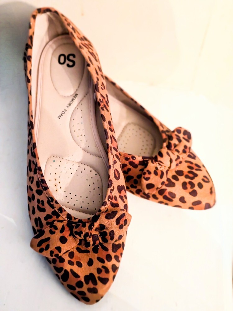 Kohl's Women's Leopard Print Flats, Size 9.5, Bow Detail - Brand New