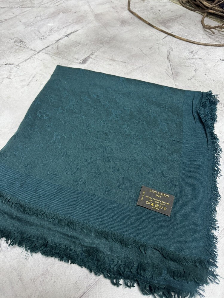 Louis Vuitton Monogram Cashmere Metallic Wool Scarf Shawl