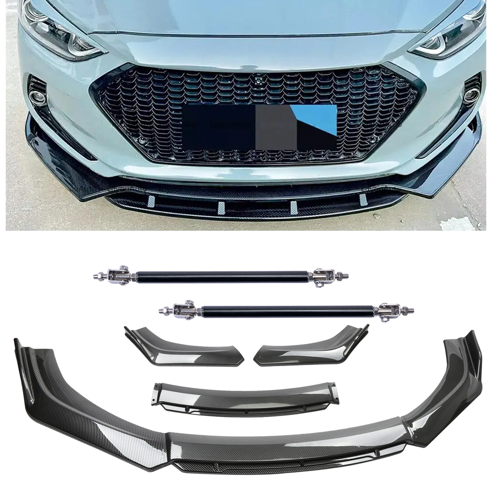 Carbon Fiber Black Front Bumper Lip Chin Body Kits For Hyundai Elantra UNIVERSAL