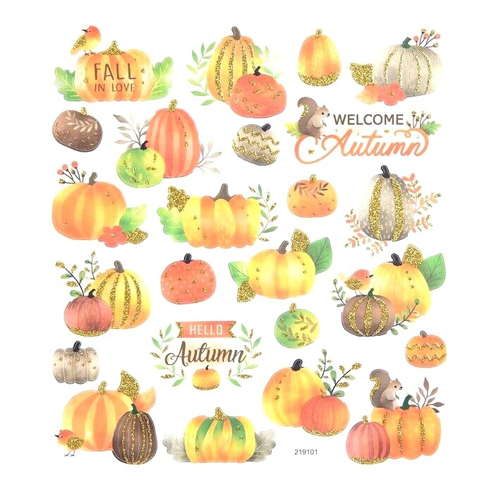 Glitter Autumn Pumpkin Fall Harvest Stickers Papercraft Planner Crafts Scrapbook