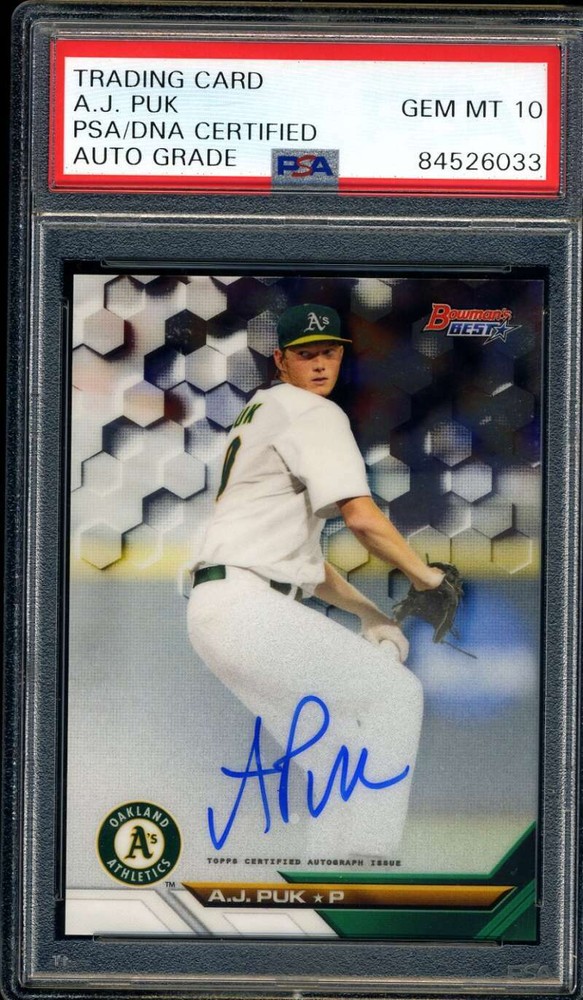 Aj Puck Gem Mint 10 PSA DNA Signed 2017 Bowmans Best Rookie Autograph