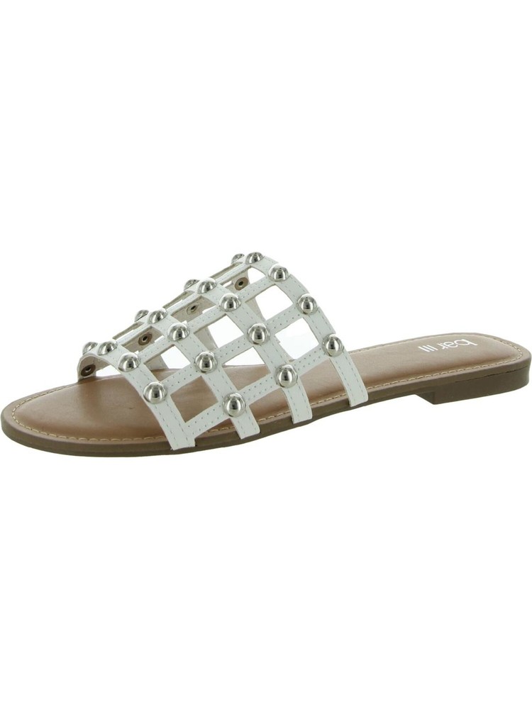 Bar III Women's White Pecanna Open-Toe Slide Sandals Size 5