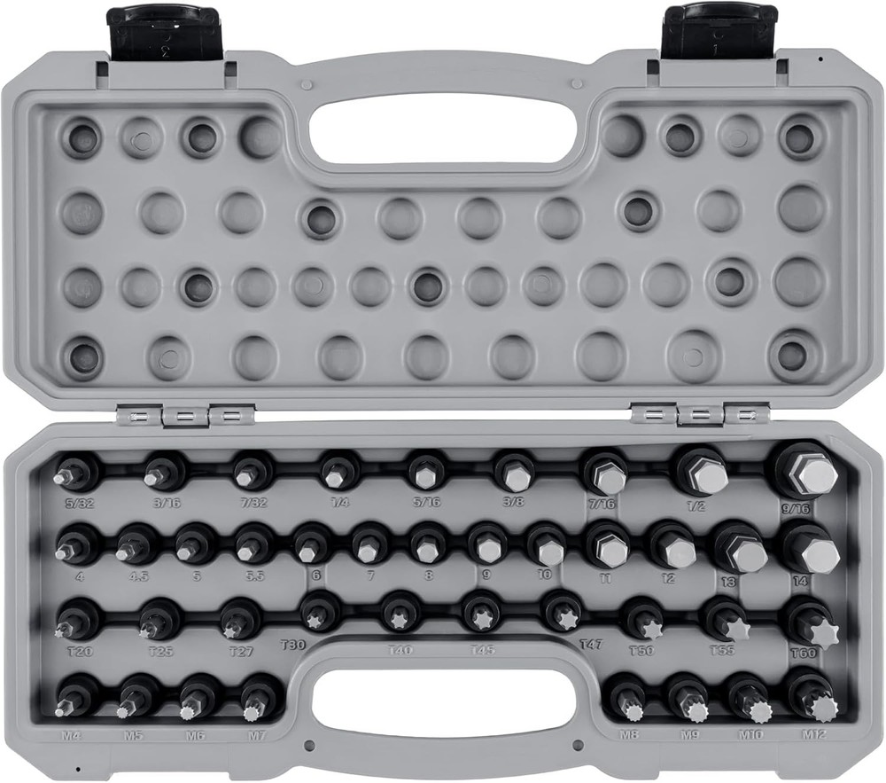 TEKTON 3/8 Inch Drive 40-Piece Impact Bit Set Hex Torx Triple Square