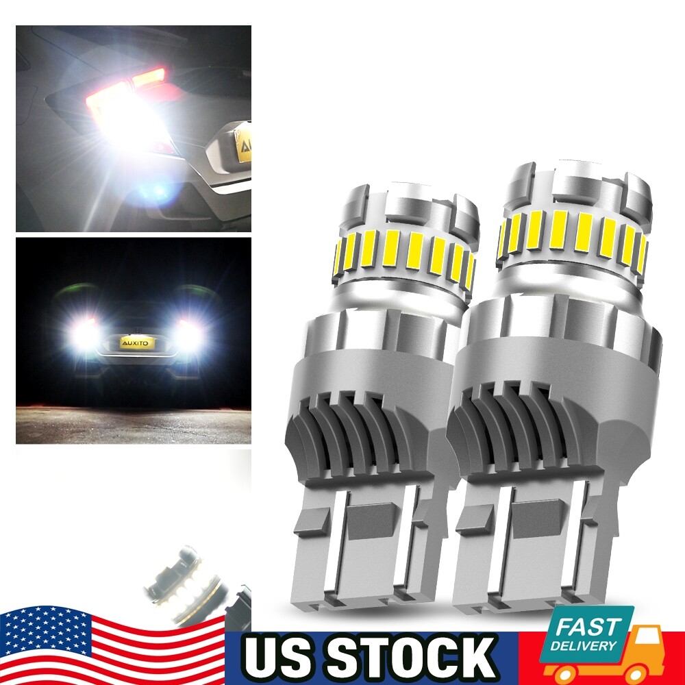 7443 7440 LED 6500K Reverse Backup Brake Tail Stop Parking Light Bulbs No Error