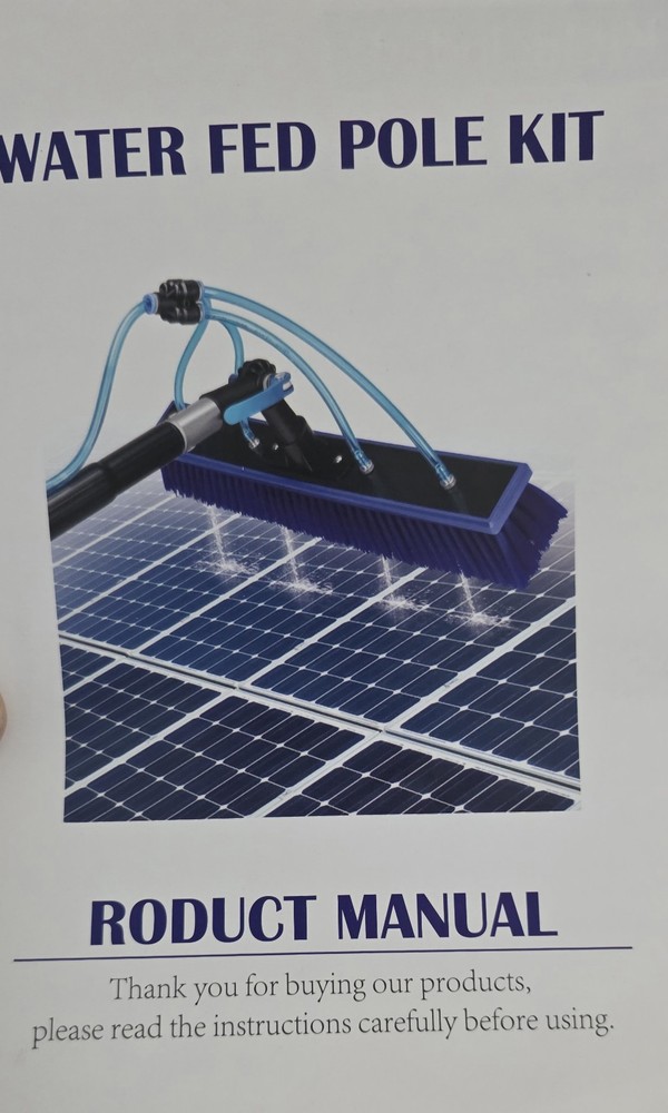 Water Fed Pole Kit 24FT Solar Panel Cleaning Pole 180° Rotatable Brush Head