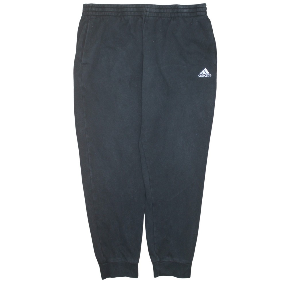 Adidas Mens Joggers Black Nylon Relaxed Fit Elastic Waist Cuffed Fleece XXL