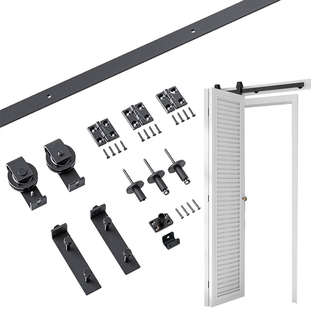 36or 64in Sliding Barn Door Hardware Kit Modern Closet Hang Foldable Track Rail