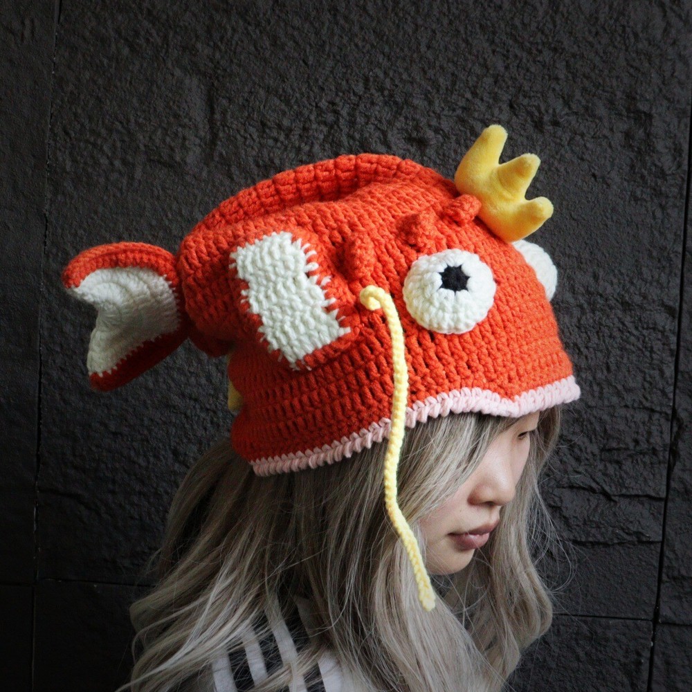 Cartoon Magikarp Hand Knit Woolen Hat Funny Anime Creative Warm Knit Hat Cosplay