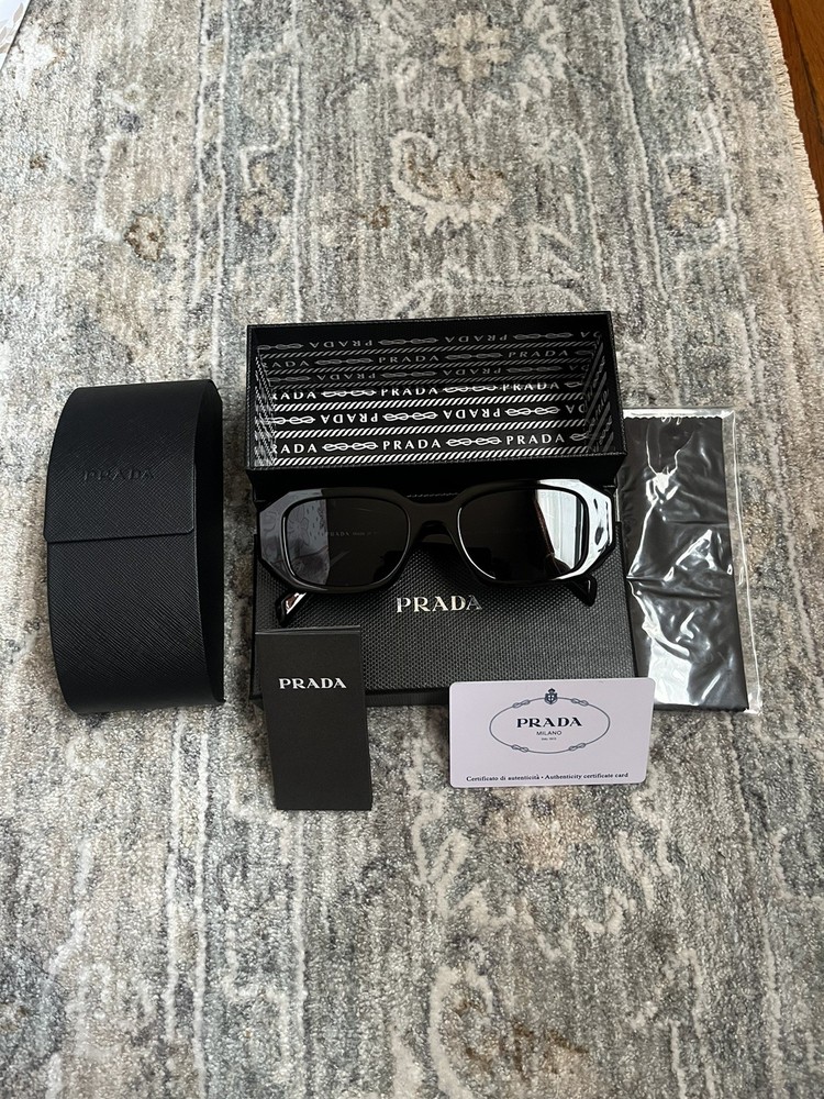 Prada 49mm Black Sunglasses with Dark Grey Lenses