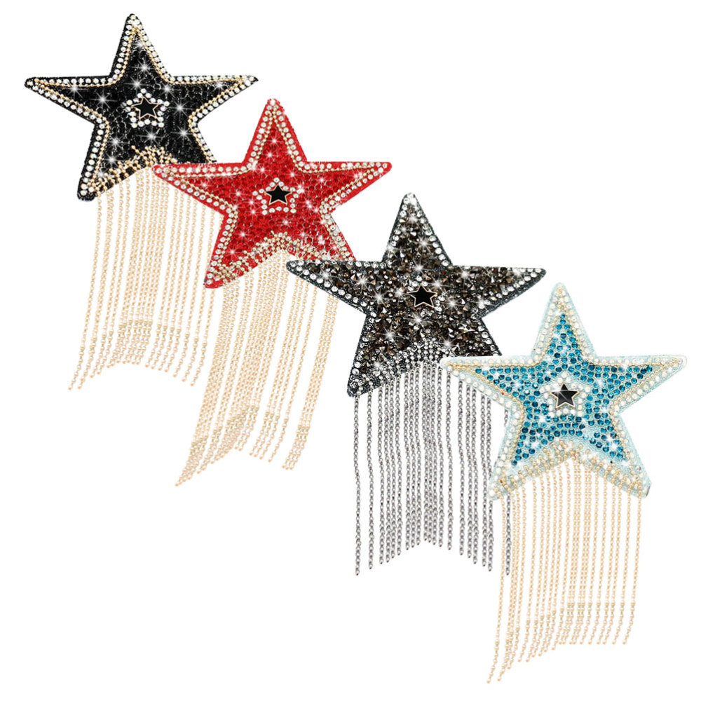 4 Pcs Rhinestone Star Star Sticker Cloth Sewing Rhinestones