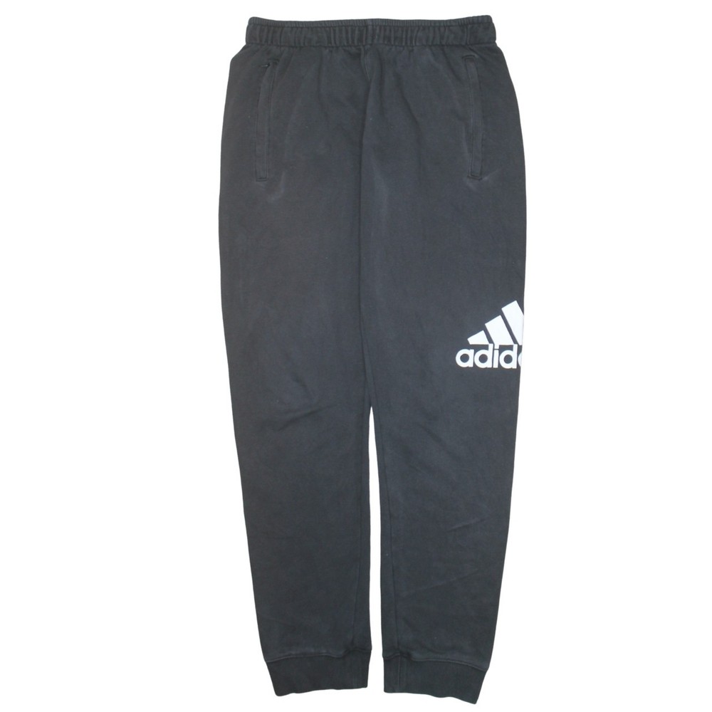 Adidas Mens Joggers Black Fleece Elastic Waist Cuffed Big Logo Sweatpants M