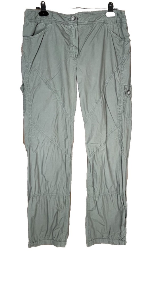 Lineaemme (Sz 10) Jogger Leg Pants Green Tiered Cargo Hiking Pockets Flaw