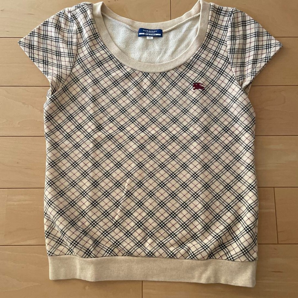 Burberry Short Sleeve Sweatshirt Tops T-shirt Nova check Women Size 38/S-M Used